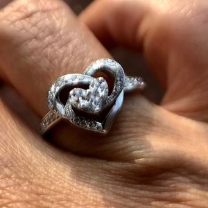 CZ Swirl Heart Ring